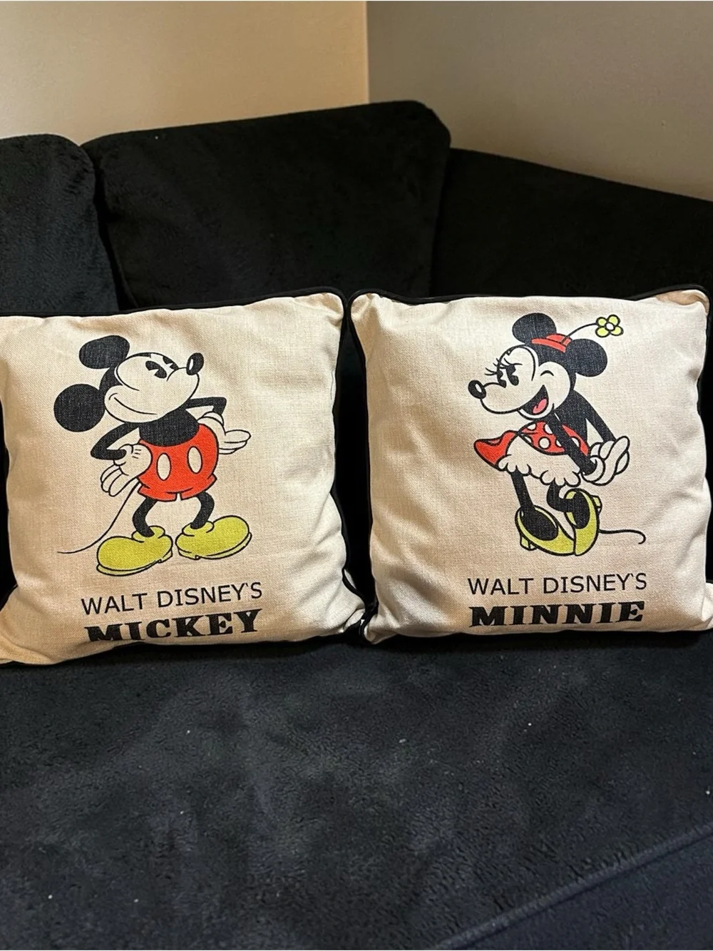 Disney Mickey & Minnie Decorative Pillow Pair - Black, Red, Yellow, Cream